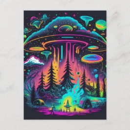 Psychedelische UFO Fantasy Art Postkarte