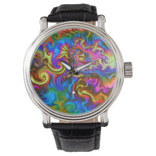 psychedelische Uhr-immer Partyzeit! Neonregenbogen Armbanduhr