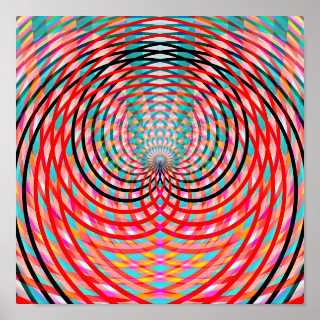 Psychedelische umsponnene Kreise Poster (Vorne)