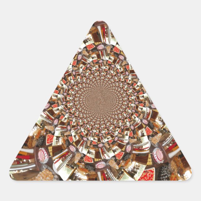 Psychedelische Vision von Brown Hues Dreieckiger Aufkleber (Vorderseite)