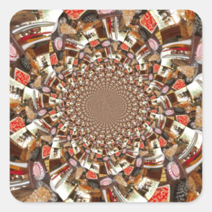 Psychedelische Vision von Brown Hues Quadratischer Aufkleber