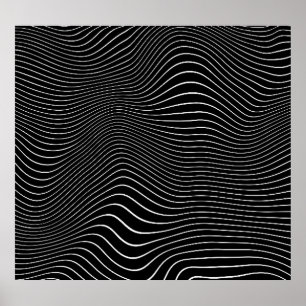 Psychedelische Wavy: Schwarz-weißer Hintergrund Poster