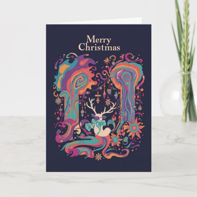 Psychedelische Weihnachtskarte Karte (Vorderseite)