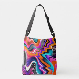 Psychedelische Wellen-Schultertasche Tragetaschen Mit Langen Trägern