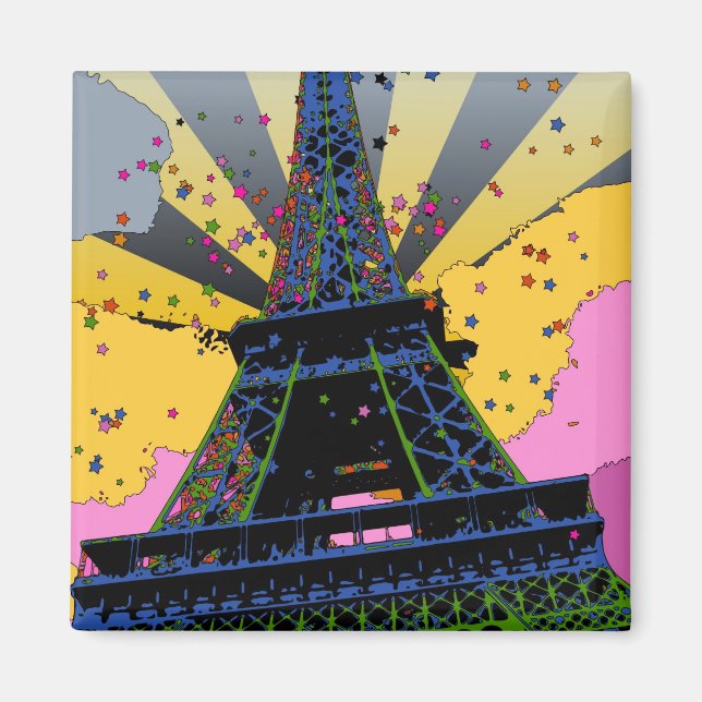 Psychedelische Welt: Eiffelturm, Paris Frankreich  Magnet (Vorne)