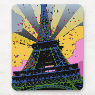 Psychedelische Welt: Eiffelturm, Paris Frankreich Mousepad