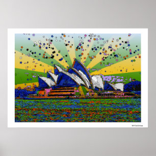 Psychedelische Welt: Sydney Australien Skyline A2 Poster