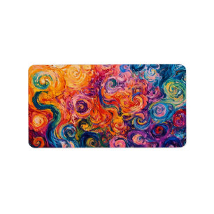 Psychedelische Wirbel Ölgemälde Adressaufkleber