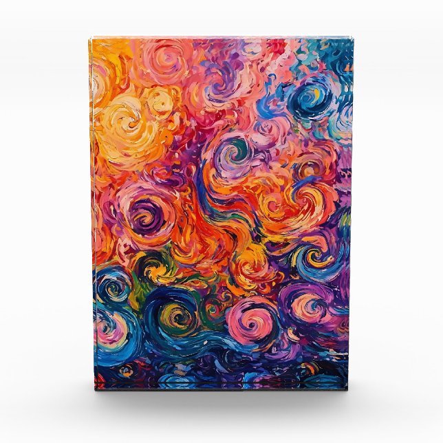 Psychedelische Wirbel Ölgemälde Fotoblock (Vorderseite)