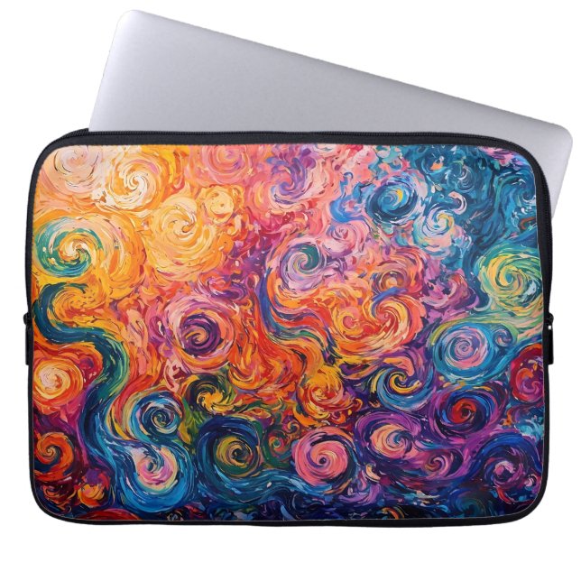 Psychedelische Wirbel Ölgemälde Laptopschutzhülle (Vorderseite)