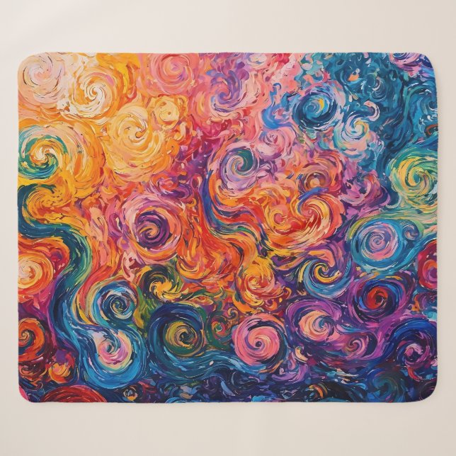Psychedelische Wirbel Ölgemälde Sherpadecke (Vorderseite (Horizontal))
