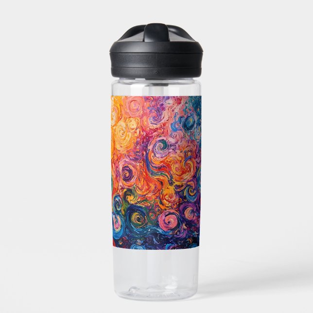 Psychedelische Wirbel Ölgemälde Trinkflasche (Vorderseite)