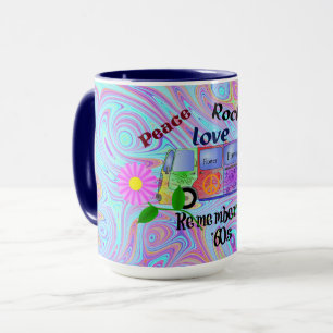 Psychedelischer '60er—Frieden, Liebe, Rock 'n' R Tasse