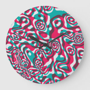 Psychedelischer Acid-nahtloser funky Hintergrund. Große Wanduhr