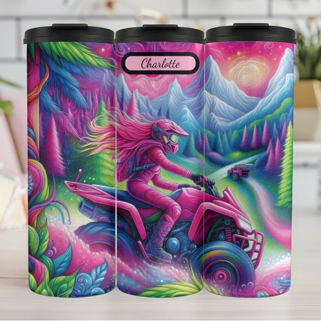 Psychedelischer ATV: Lebhafte Bergfahrt Thermosbecher (Von Creator hochgeladen)