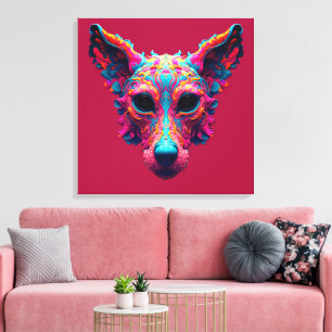 Psychedelischer bester Freund - Hundedesign-T-Shir Leinwanddruck