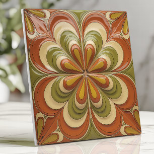 Psychedelischer Blumenburst der 1970er Jahre Fliese