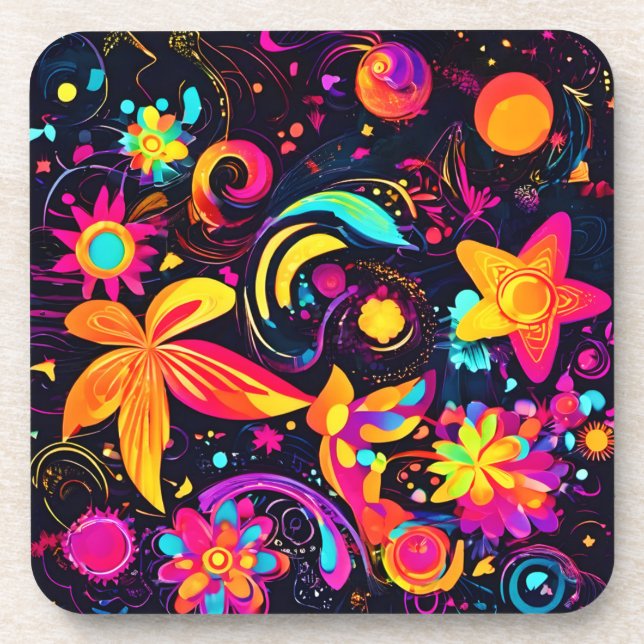 Psychedelischer Blumenkosmos Getränkeuntersetzer (Vorderseite)