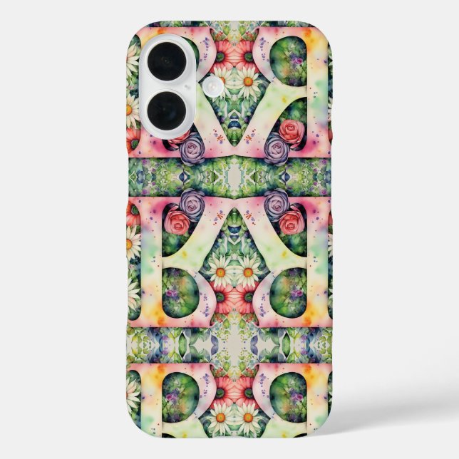 Psychedelischer Buchstabe R Muster Wasserfarbe iPhone 16 Hülle (Rückseite)