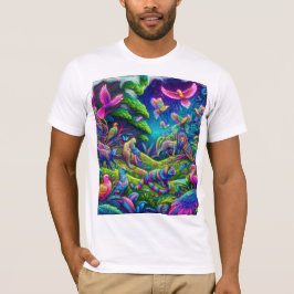 Psychedelischer Dschungel - Lebhafte Tiere und Vög T-Shirt