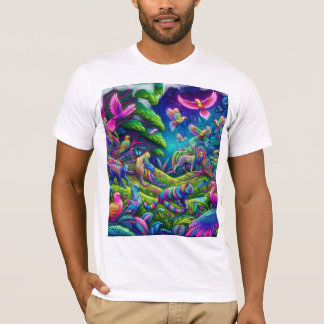 Psychedelischer Dschungel - Lebhafte Tiere und Vög T-Shirt