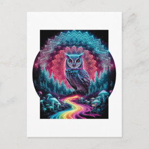 Psychedelischer Eulen-Mandala - Trippy-Waldkunst Postkarte