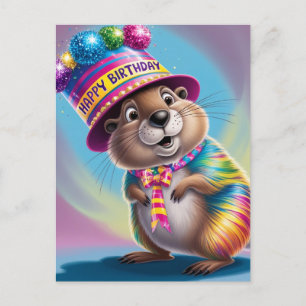 psychedelischer, farbiger Erdhund Postkarte
