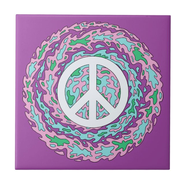 Psychedelischer Frieden Fliese (Vorderseite)