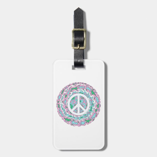 Psychedelischer Frieden Gepäckanhänger (Vorderseite vertikal)