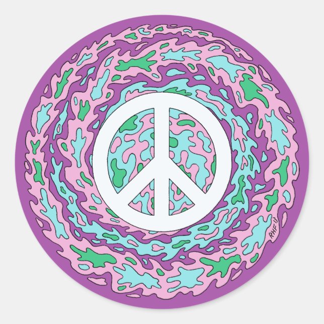 Psychedelischer Frieden Runder Aufkleber (Vorderseite)
