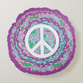 Psychedelischer Frieden Rundes Kissen