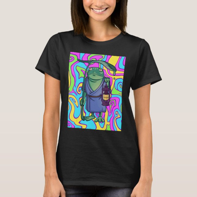 Psychedelischer Frosch mit Laternenfahrt T-Shirt (Vorderseite)