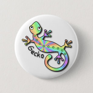 Psychedelischer Gecko Button