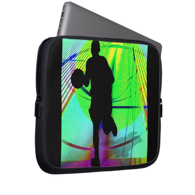 Psychedelischer Gerichts-Basketball Laptopschutzhülle (Vorne Rechts)