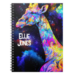 Psychedelischer Giraffe editierbarer Name Notizblock