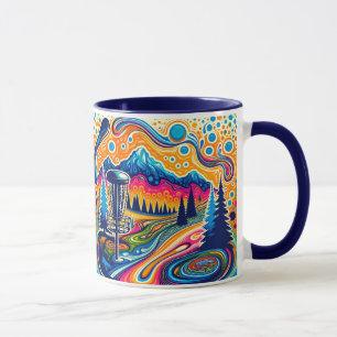 Psychedelischer Golfplatz in den Bergen Tasse