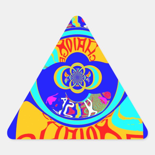 Psychedelischer Groove: Pop Art Abstrakt Energy Dreieckiger Aufkleber (Vorderseite)