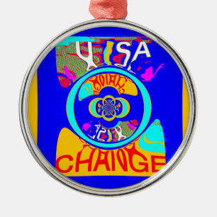 Psychedelischer Groove: Pop Art Abstrakt Energy Silbernes Ornament
