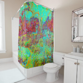 Psychedelischer Herbst Gold und Aqua Garden Landsc Duschvorhang
