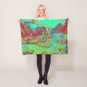 Psychedelischer Herbst Gold und Aqua Garden Landsc Fleecedecke