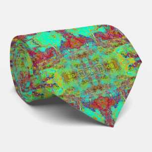 Psychedelischer Herbst Gold und Aqua Garden Landsc Krawatte