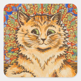 Psychedelischer Hintergrund & Katzenmalerei von Lo Quadratischer Aufkleber