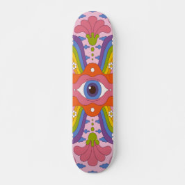 Psychedelischer Hippie-Stil Großauge Skateboard