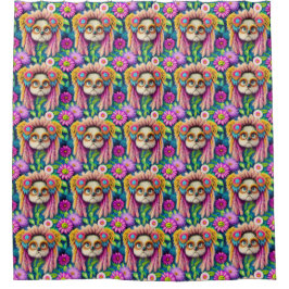 Psychedelischer Hippie Welppy Groovy Duschvorhang