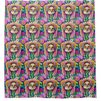 Psychedelischer Hippie Welppy Groovy Duschvorhang