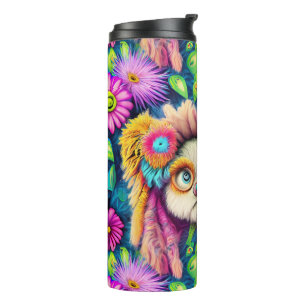 Psychedelischer Hippie Welppy Groovy Duschvorhang Thermosbecher