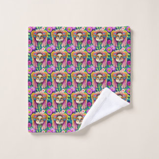 Psychedelischer Hippie Welppy Groovy Duschvorhang Waschlappen