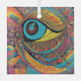 Psychedelischer Horror Vacui Art Pattern der 1960e Ornament Aus Glas