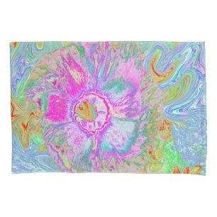 Psychedelischer Hot Pink und Ultra-Violet-Hibisken Kissenbezug