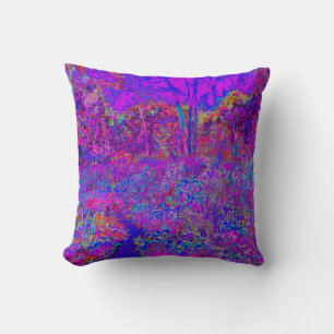 Psychedelischer impressionistischer violetter Land Kissen